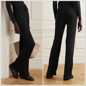 BONDI BORN Geneva stretch modal silk-blend jersey straight-leg pants Black Sz XS